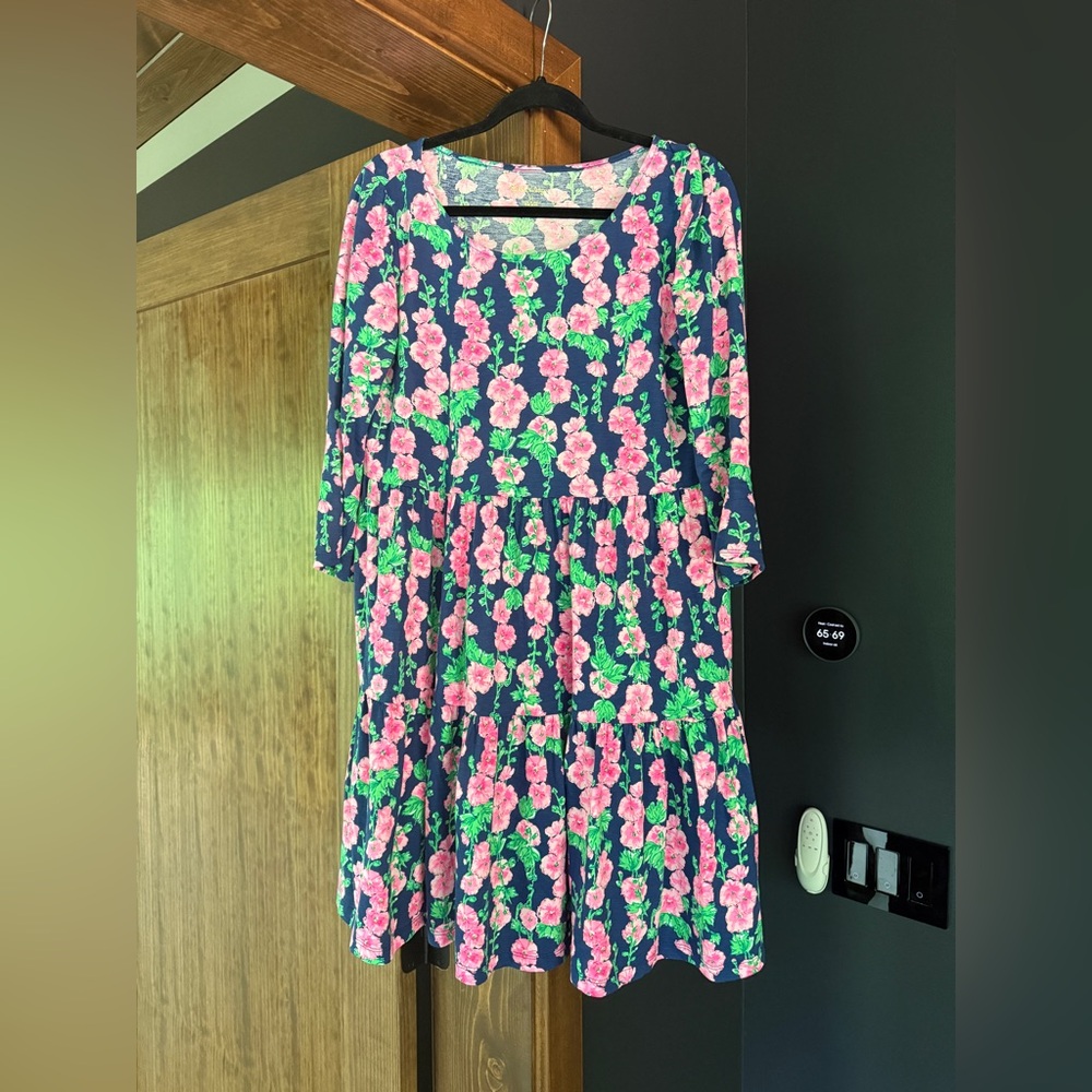 Lilly Pulitzer Floral Dress - Pink and Green on Blue